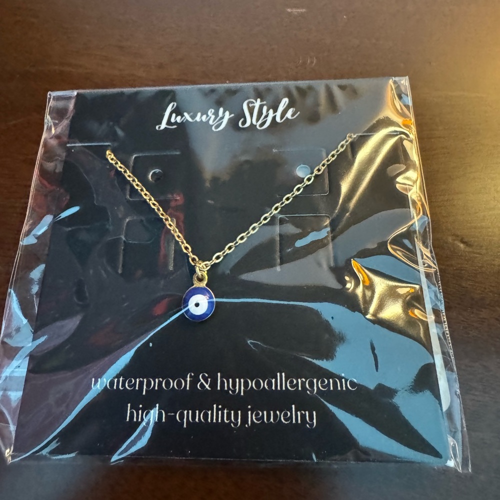 Gold and Blue Evil Eye Necklace